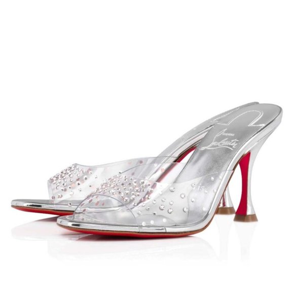 Christian Louboutin Shoes - Christian Louboutin DEGRAMULE STRASS 85 Crystal Mules Sandals Heels Shoes